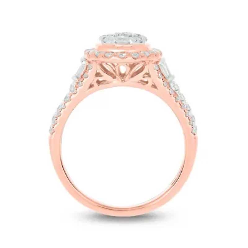 1.0 ct.t.w White Diamond Studded Solitaire Engagement Ring 10K Gold