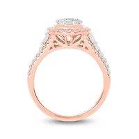 1.0 ct.t.w White Diamond Studded Solitaire Engagement Ring 10K Gold