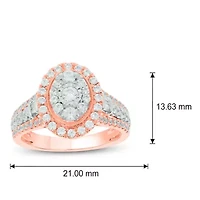 1.0 ct.t.w White Diamond Studded Solitaire Engagement Ring 10K Gold