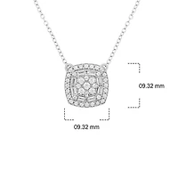 3/8 ct. t.w White Diamond Studded Cushion Pendant Necklace 10K Gold