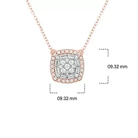 3/8 ct. t.w White Diamond Studded Cushion Pendant Necklace 10K Gold