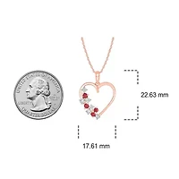 1/10 ct. t.w Diamond 1/2 Natrual Ruby Round Shape Heart Pendant For Women 10K Gold