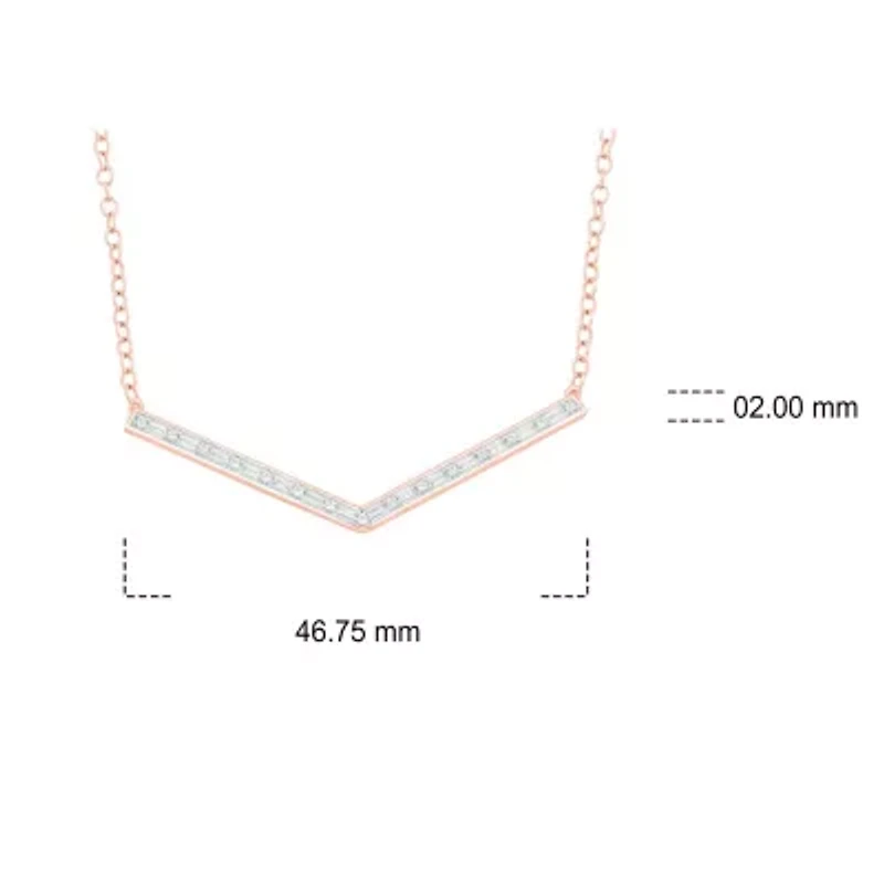 1/5 ct. t.w White Diamond Initial V Shape Pendnat Necklace For Women's 10K Gold