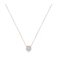 1/3 ct. t.w White Natrual Diamond Studded Cushion Pendant Necklace 10K Gold