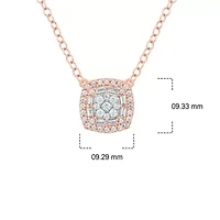 1/3 ct. t.w White Natrual Diamond Studded Cushion Pendant Necklace 10K Gold