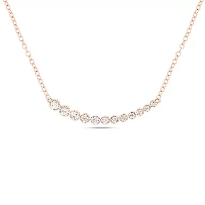 1/4 ct. t.w White Natural Round Diamond Curved Line Pendnat  Necklace For Women's 10K Gold