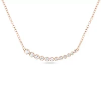 1/4 ct. t.w White Natural Round Diamond Curved Line Pendnat  Necklace For Women's 10K Gold