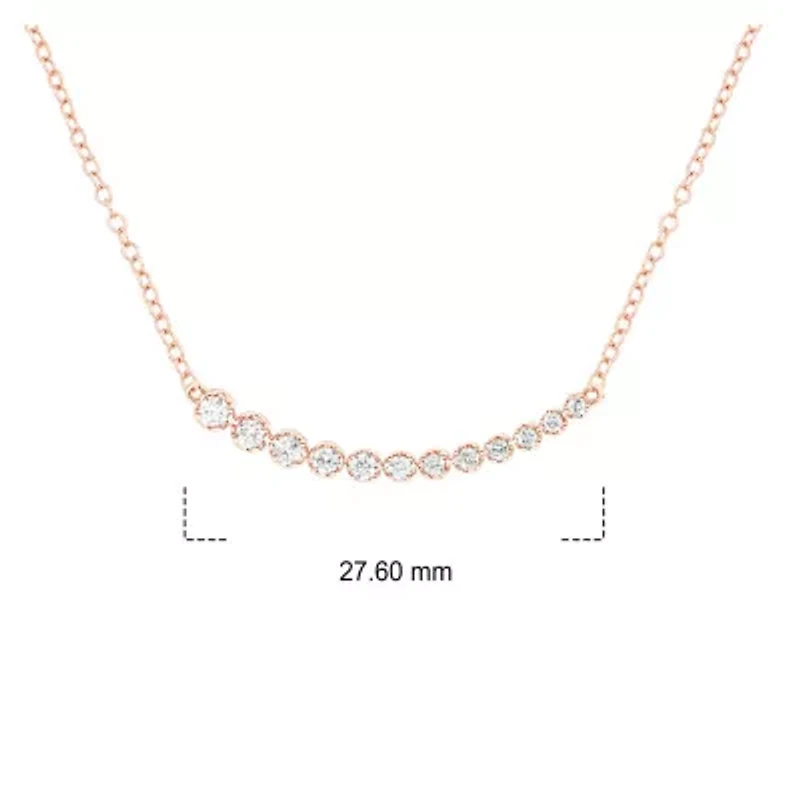 1/4 ct. t.w White Natural Round Diamond Curved Line Pendnat Necklace For Women's 10K Gold