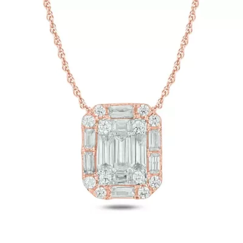 1/4 ct. t.w Natrual White Diamond Solitaire Cushion Pendant Necklace 10K Gold
