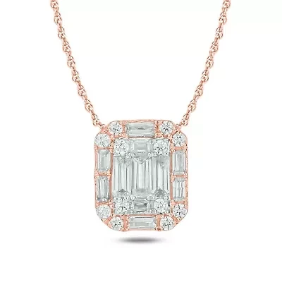 1/4 ct. t.w Natrual White Diamond Solitaire Cushion Pendant Necklace 10K Gold