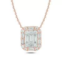 1/4 ct. t.w Natrual White Diamond Solitaire Cushion Pendant Necklace 10K Gold