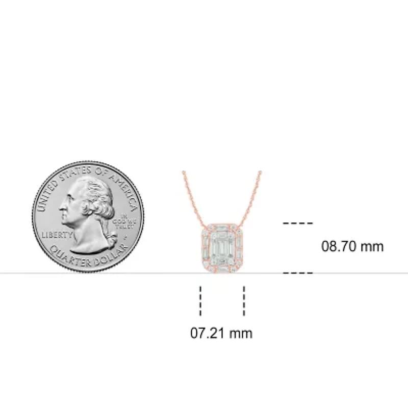 1/4 ct. t.w Natrual White Diamond Solitaire Cushion Pendant Necklace 10K Gold