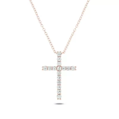 1/2 ct. t.w White Diamond Cross Pendant Necklace For Women's 14K Gold