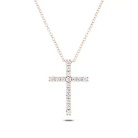 1/2 ct. t.w White Diamond Cross Pendant Necklace For Women's 14K Gold