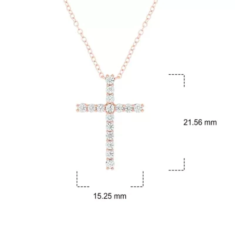 1/2 ct. t.w White Diamond Cross Pendant Necklace For Women's 14K Gold