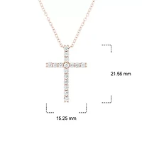 1/2 ct. t.w White Diamond Cross Pendant Necklace For Women's 14K Gold