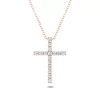 1.0 ct. t.w Natrual White Diamond Cross Pendant Necklace 14K Gold