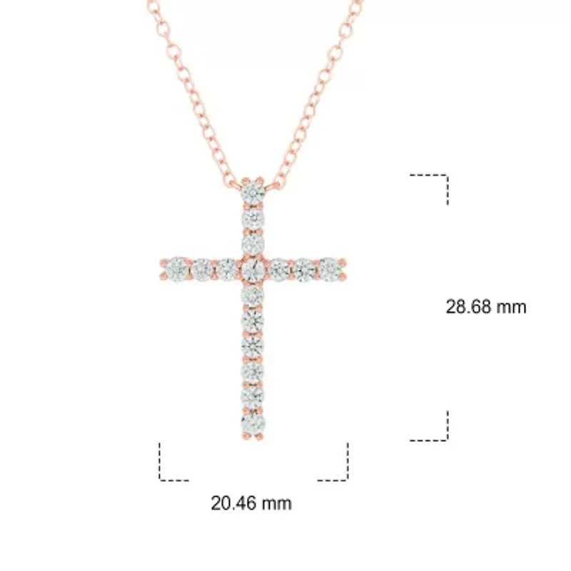 1.0 ct. t.w Natrual White Diamond Cross Pendant Necklace 14K Gold