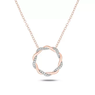 1/6 ct. t.w White Round Diamond Circle Ring Pendnat Necklace For Women's 10K Gold