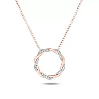 1/6 ct. t.w White Round Diamond Circle Ring Pendnat Necklace For Women's 10K Gold