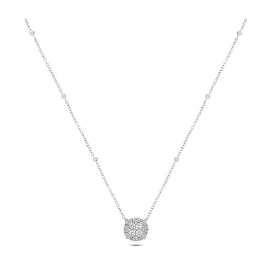 3/8 ct. t.w White Natrual Diamond Cushion Pendant Necklace 10K Gold