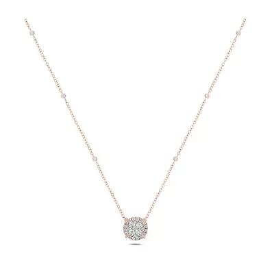 3/8 ct. t.w White Natrual Diamond Cushion Pendant Necklace 10K Gold