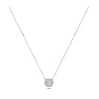 3/8 ct. t.w White Natrual Diamond Cushion Pendant Necklace 10K Gold