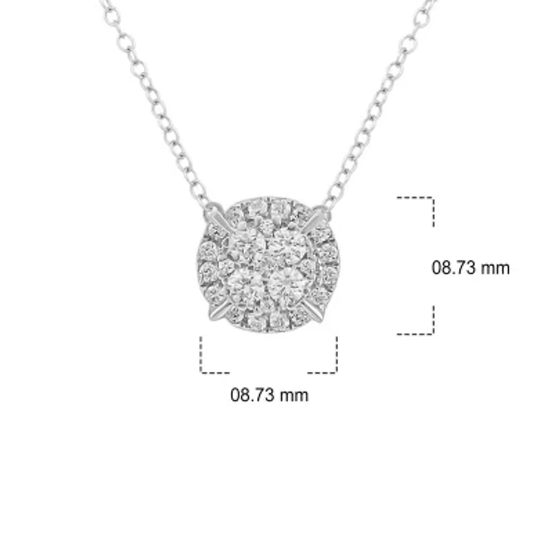 3/8 ct. t.w White Natrual Diamond Cushion Pendant Necklace 10K Gold