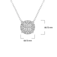 3/8 ct. t.w White Natrual Diamond Cushion Pendant Necklace 10K Gold