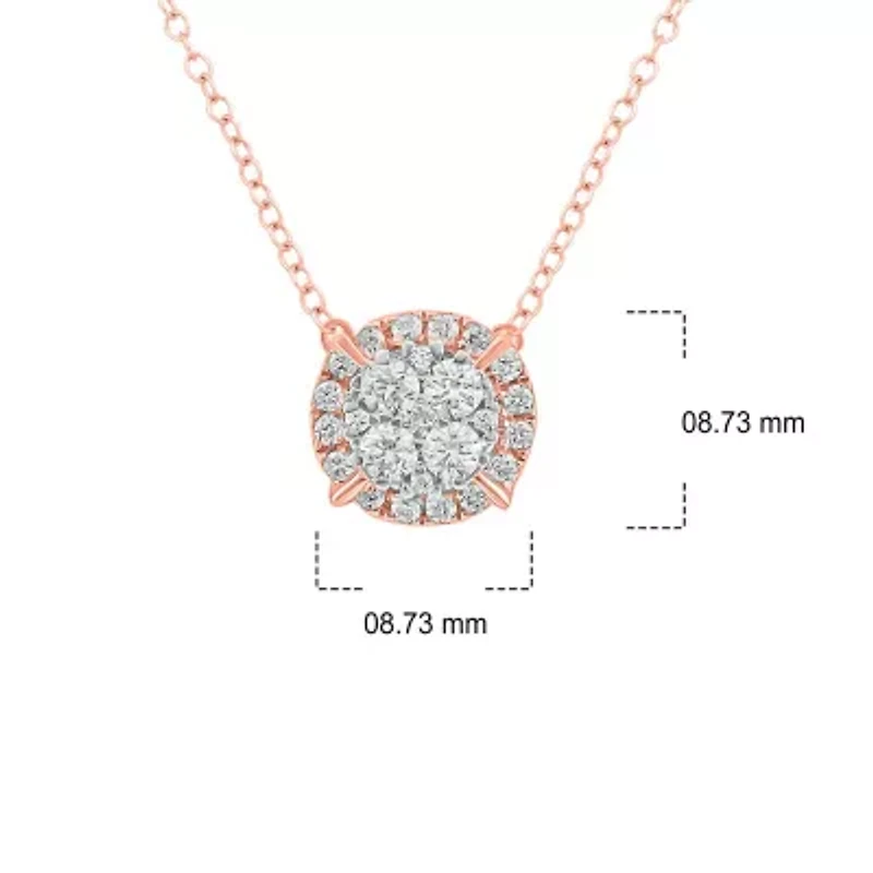 3/8 ct. t.w White Natrual Diamond Cushion Pendant Necklace 10K Gold