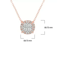 3/8 ct. t.w White Natrual Diamond Cushion Pendant Necklace 10K Gold