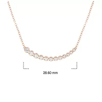 3/8 ct. t.w Natrual White Round Diamond Curved Bar Pendant Necklace 10K Gold