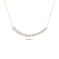 1.0 ct. t.w White Diamond Curved Bar Necklace For Women's  10K Gold