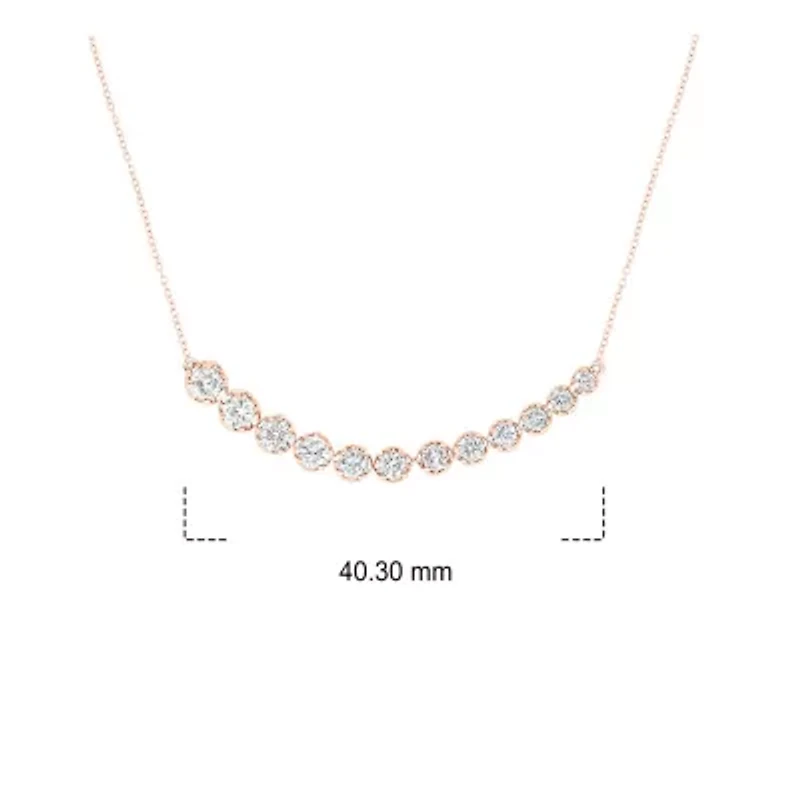 1.0 ct. t.w White Diamond Curved Bar Necklace For Women's  10K Gold