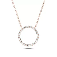 ct. t.w White Natrual Diamond Thischic Circle Ring Pendant Necklace 14K Gold