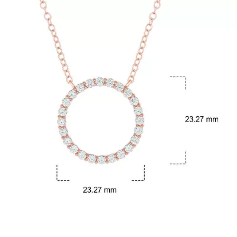 ct. t.w White Natrual Diamond Thischic Circle Ring Pendant Necklace 14K Gold