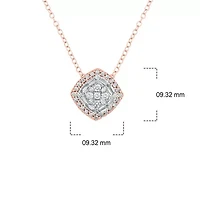 3/8 ct. t.w White Diamond Studded Cushion Pendant Necklace 10K Gold