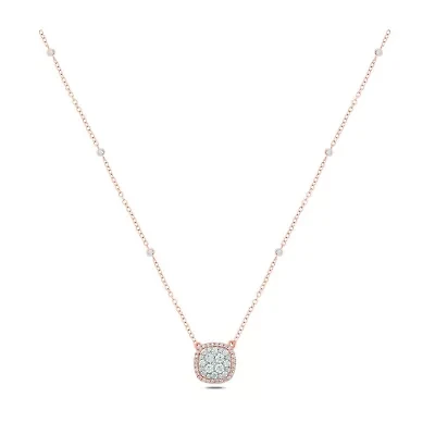 3/8 ct. t.w White Diamond Studded Round Pendant Necklace 10K Gold