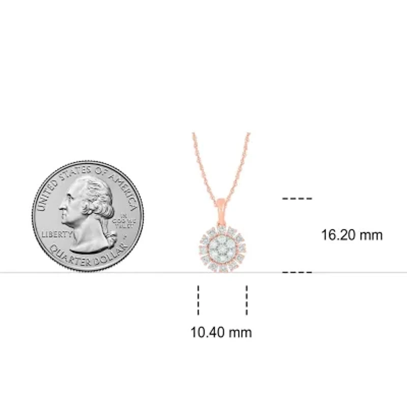 1/2 ct. t.w Natrual White Diamond Sun Pendant Necklace 10K Gold