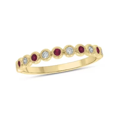 1/ ct.t.w. Diamond Natural Ruby Anniversary Band 14KT White Gold