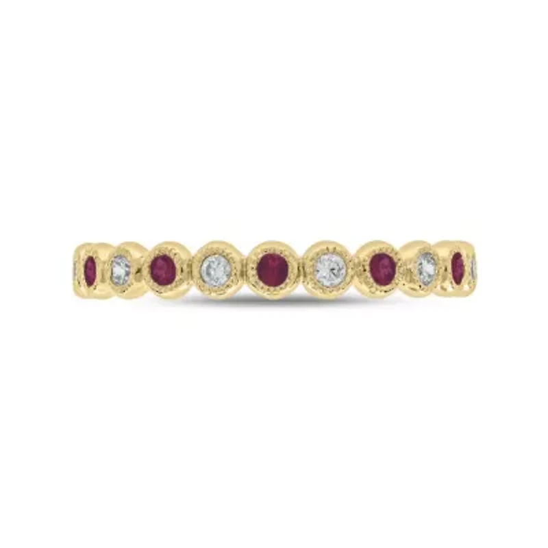 1/ ct.t.w. Diamond Natural Ruby Anniversary Band 14KT White Gold