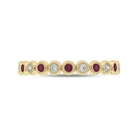 1/ ct.t.w. Diamond Natural Ruby Anniversary Band 14KT White Gold