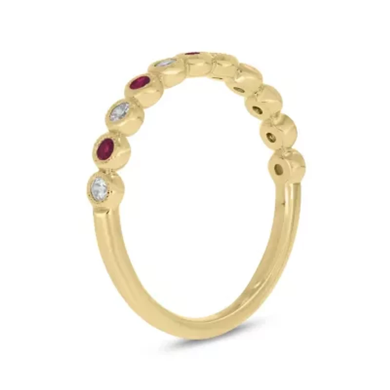 1/ ct.t.w. Diamond Natural Ruby Anniversary Band 14KT White Gold