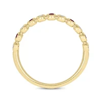 1/ ct.t.w. Diamond Natural Ruby Anniversary Band 14KT White Gold