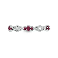 1/5 ct.t.w. Diamond Natural Ruby Milgrain Anniversary Band 14KT Rose Gold
