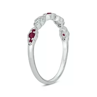 1/5 ct.t.w. Diamond Natural Ruby Milgrain Anniversary Band 14KT Rose Gold