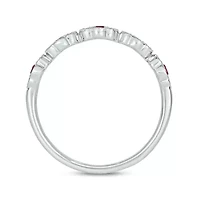 1/5 ct.t.w. Diamond Natural Ruby Milgrain Anniversary Band 14KT Rose Gold