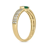 5/8 ct.t.w. Diamond Natural Ovel Shape Emerald  Anniversary Band 14KT Yellow Gold