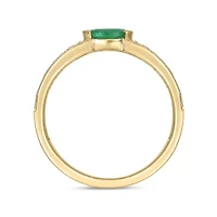 5/8 ct.t.w. Diamond Natural Ovel Shape Emerald  Anniversary Band 14KT Yellow Gold