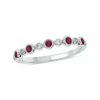 1/5 ct.t.w. Diamond Natural Ruby Round Anniversary Band 14KT Yellow Gold